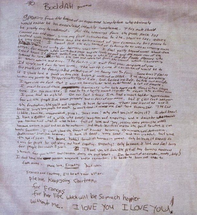 Suicide note Kurt Cobain